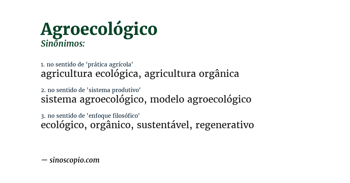 Sinônimo de agroecológico