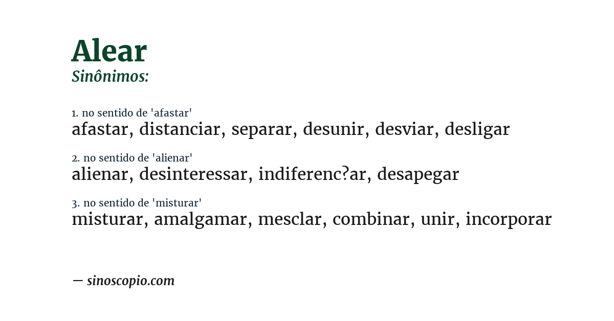Sinônimo de alear