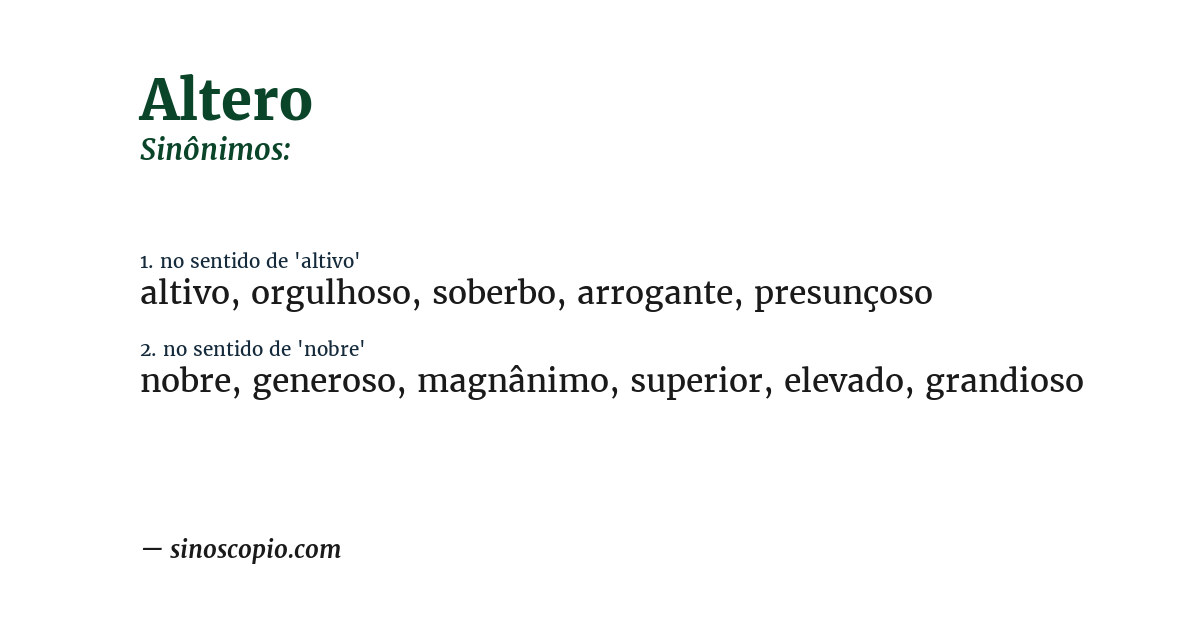 Sinônimo de altero