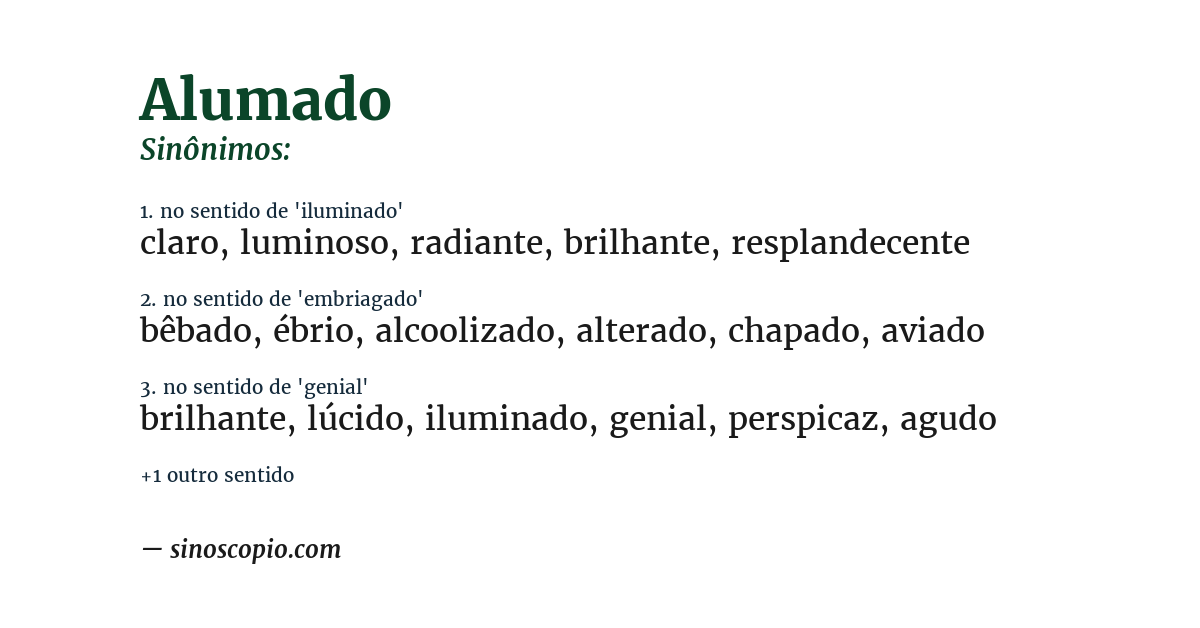 Sinônimo de alumado