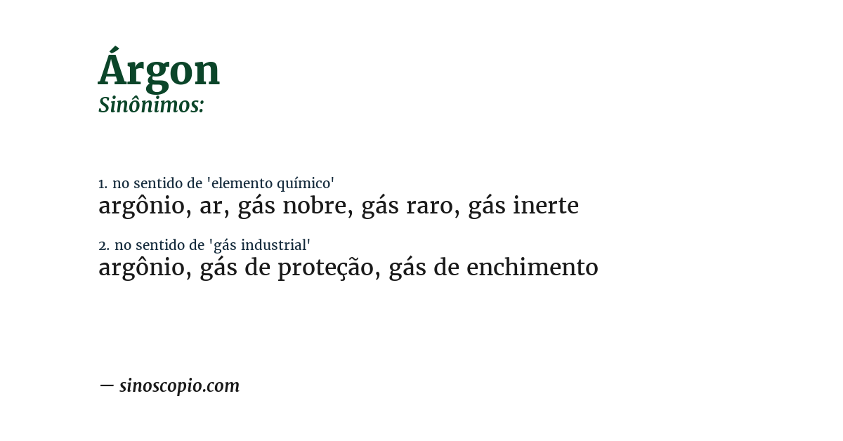 Sinônimo de árgon