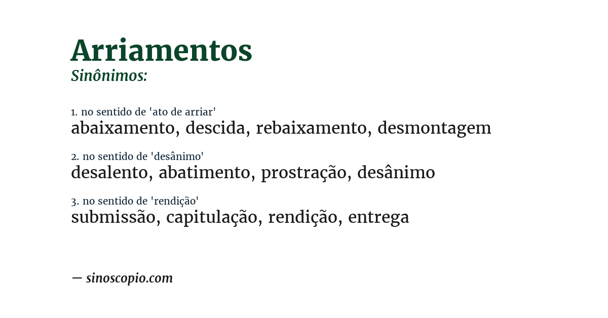 Sinônimo de arriamentos