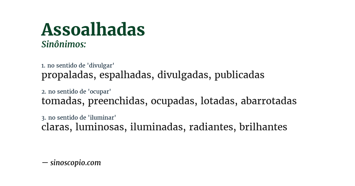 Sinônimo de assoalhadas