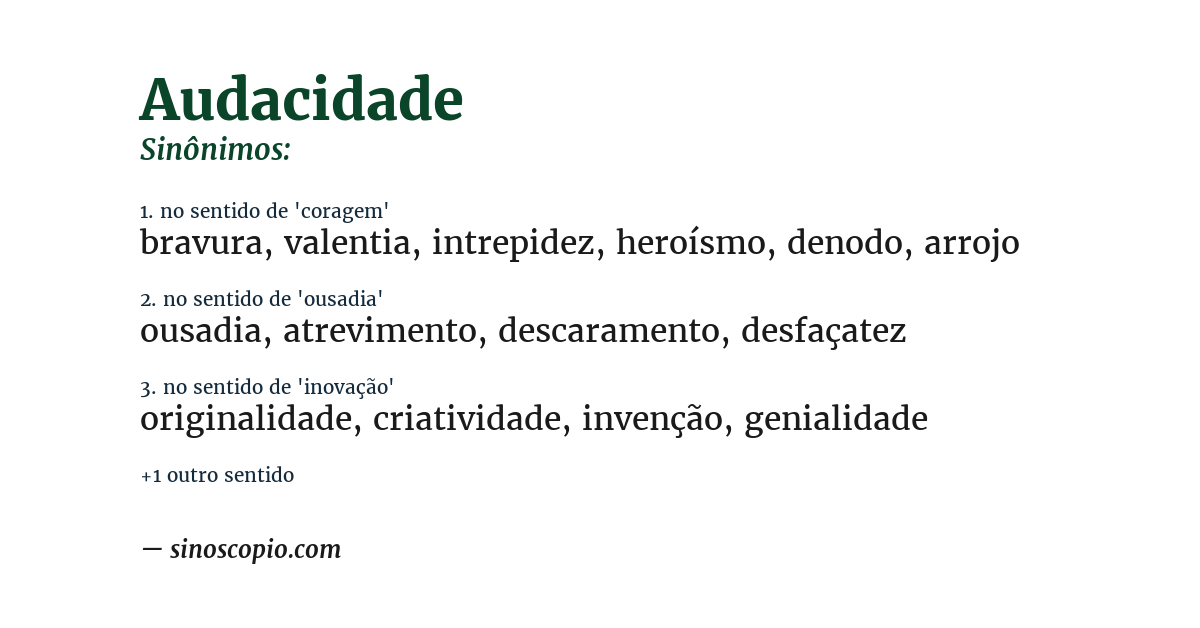 Sinônimo de audacidade