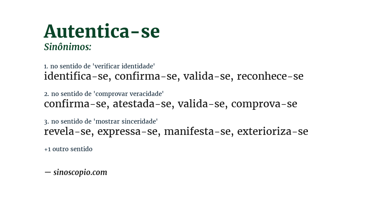 Sinônimo de autentica-se