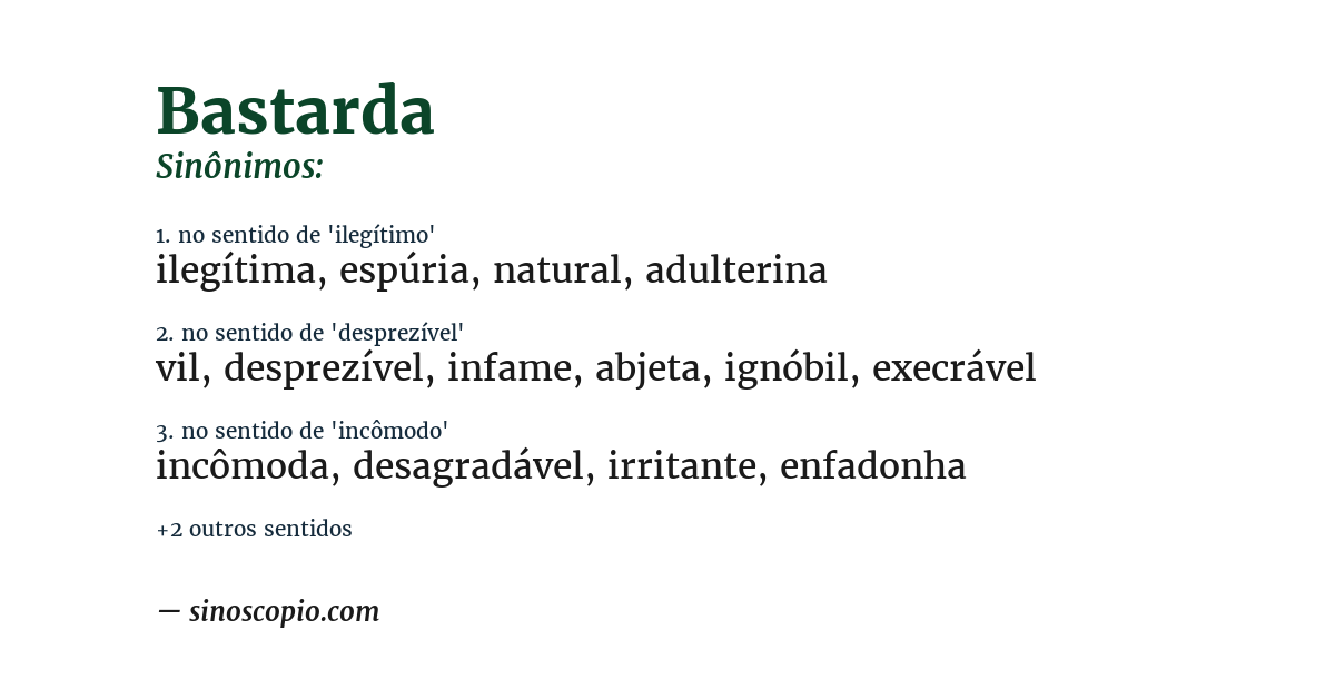 Sinônimo de bastarda