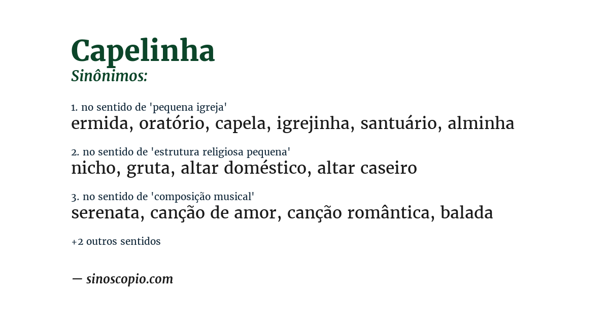 Sinônimo de capelinha