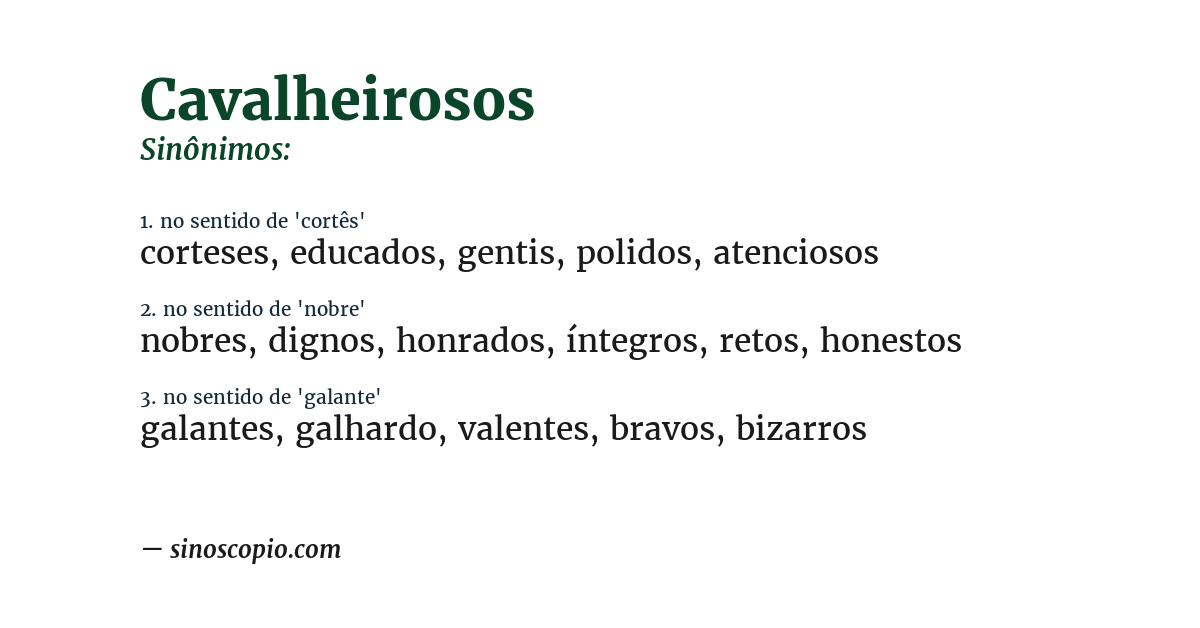 Sinônimo de cavalheirosos