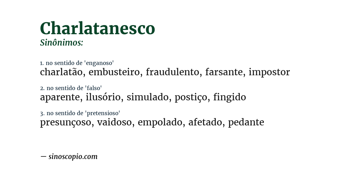 Sinônimo de charlatanesco