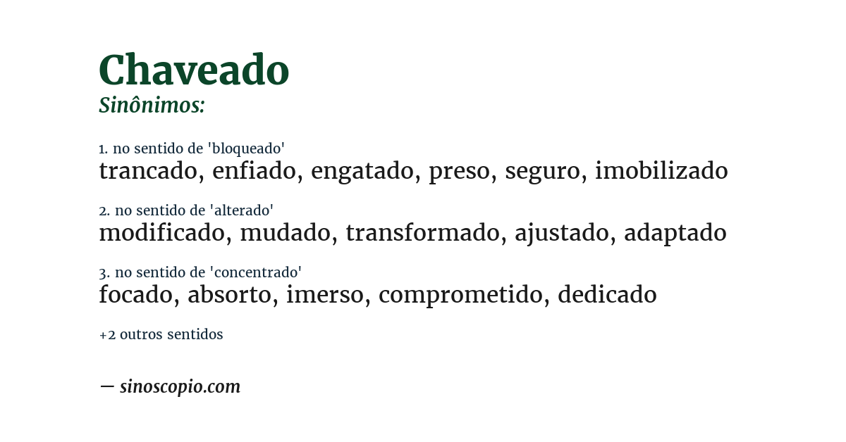 Sinônimo de chaveado