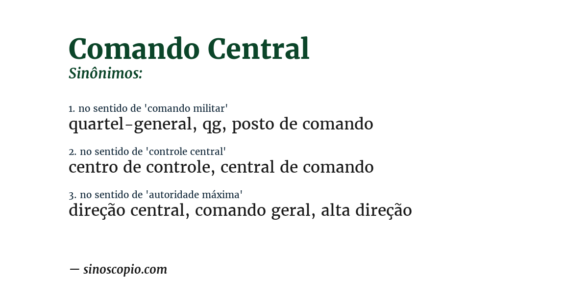 Sinônimo de comando central