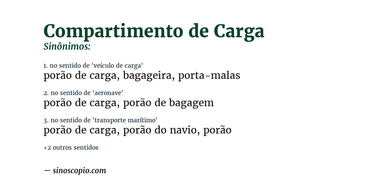Sinônimo de compartimento de carga