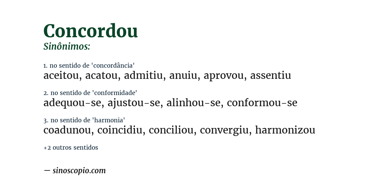 Sinônimo de concordou