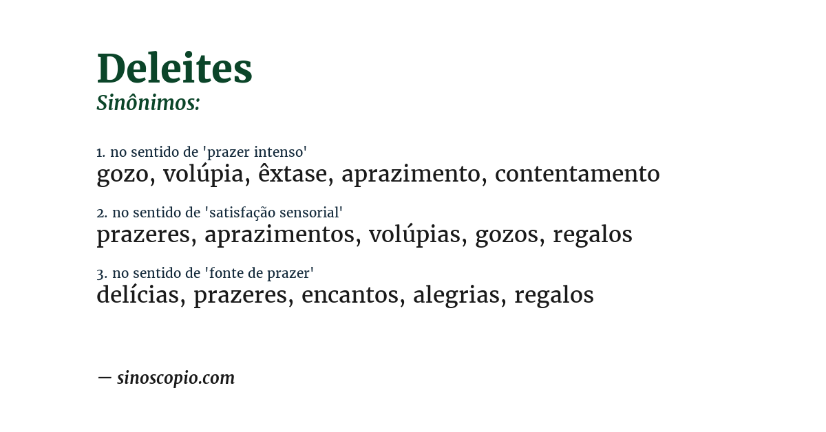 Sinônimo de deleites