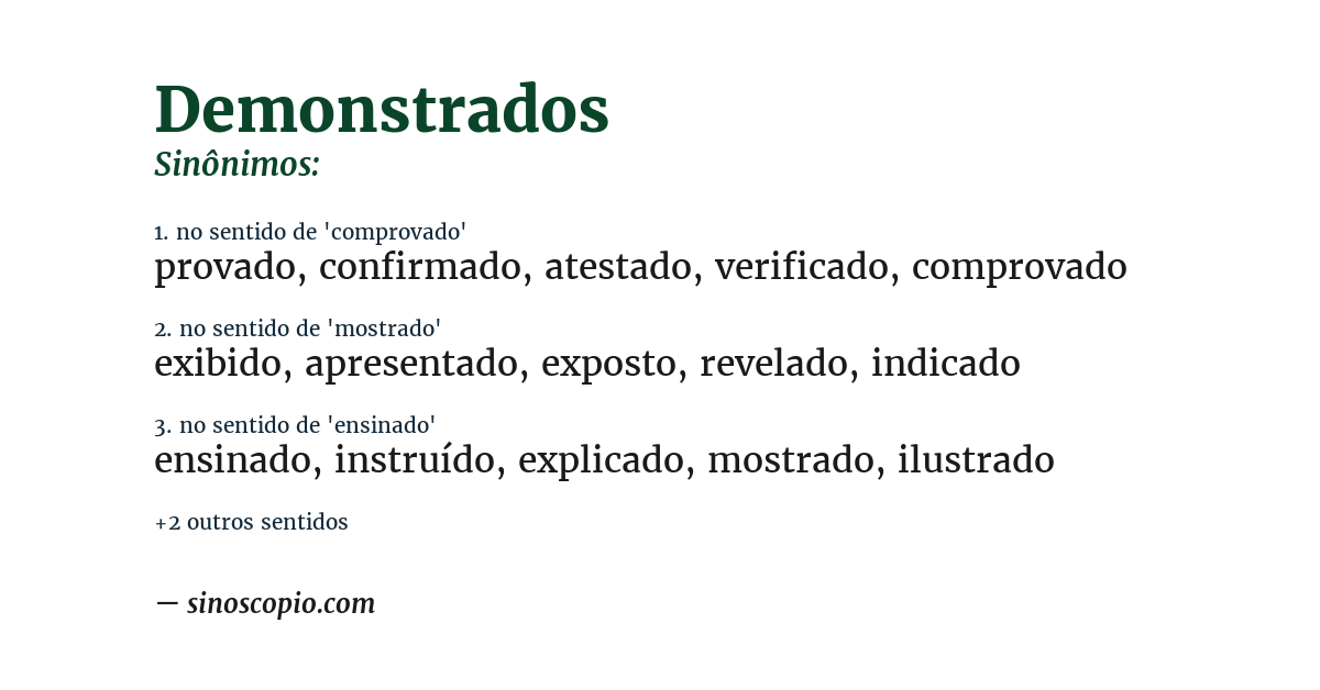 Sinônimo de demonstrados
