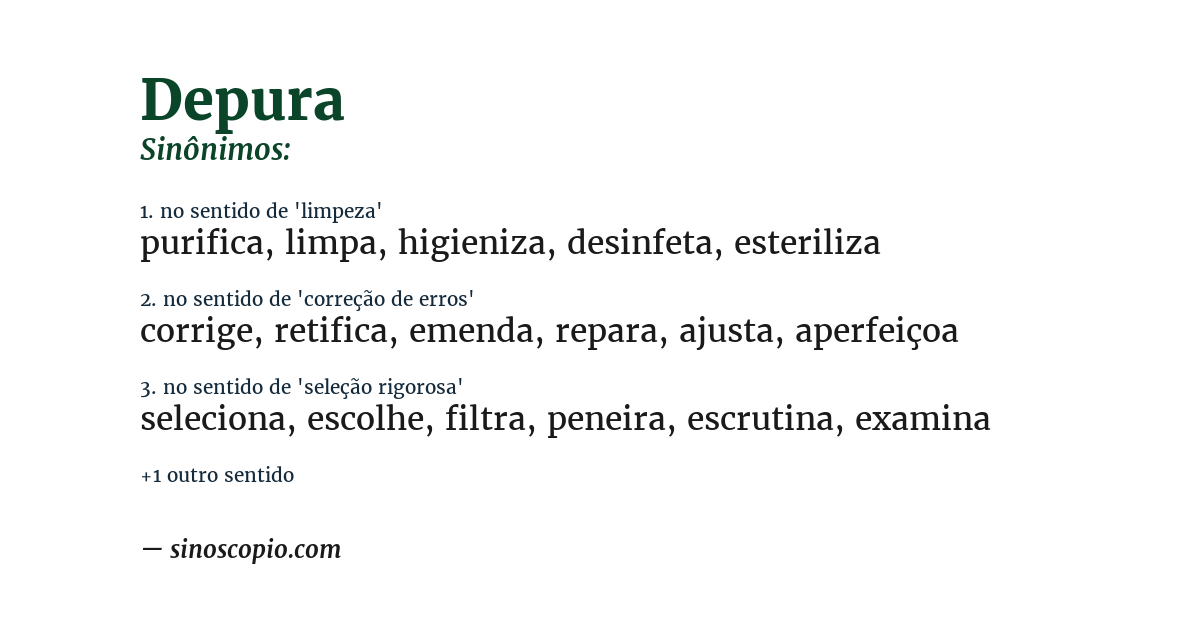 Sinônimo de depura
