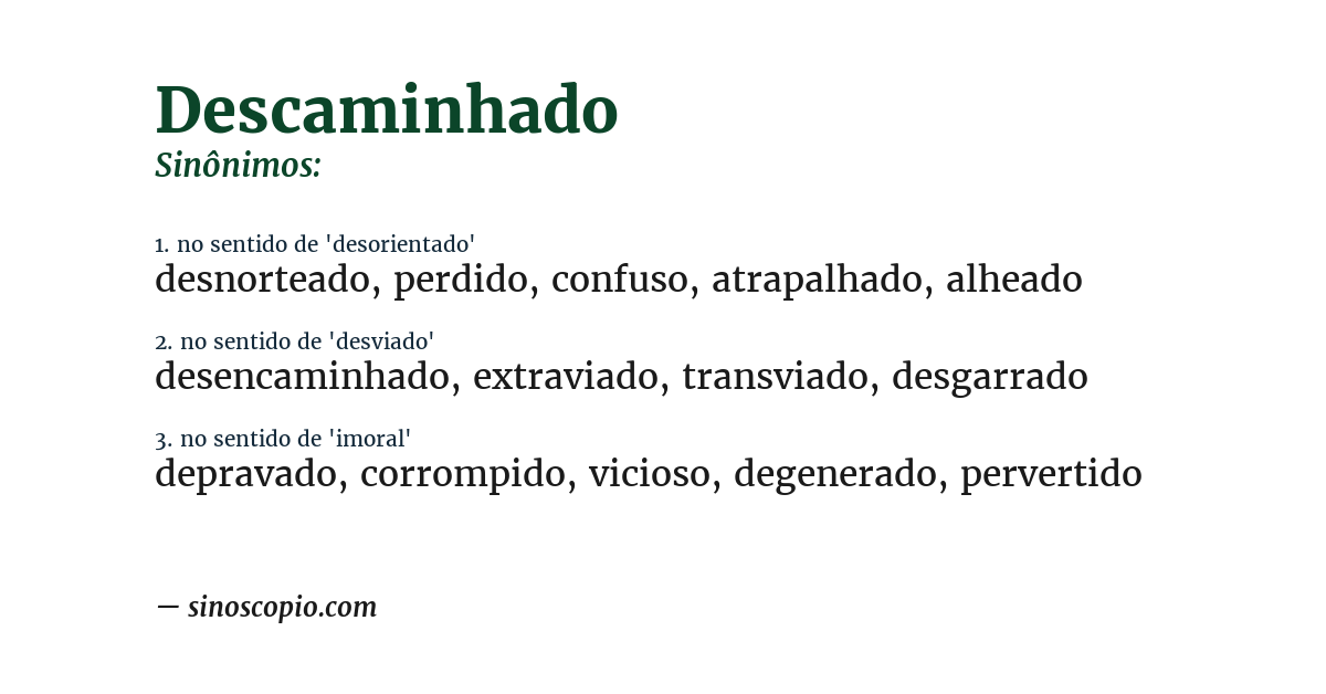 Sinônimo de descaminhado