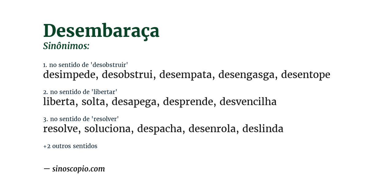 Sinônimo de desembaraça