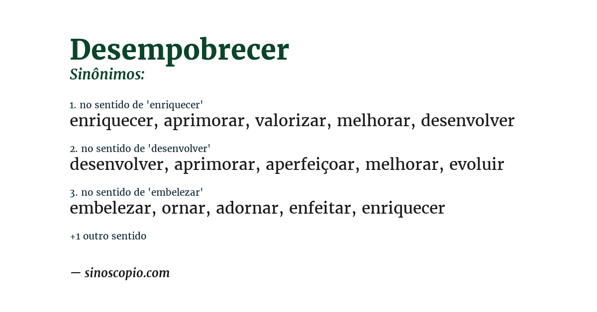 Sinônimo de desempobrecer