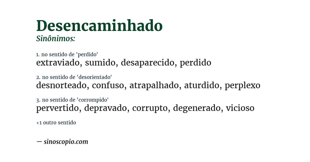 Sinônimo de desencaminhado