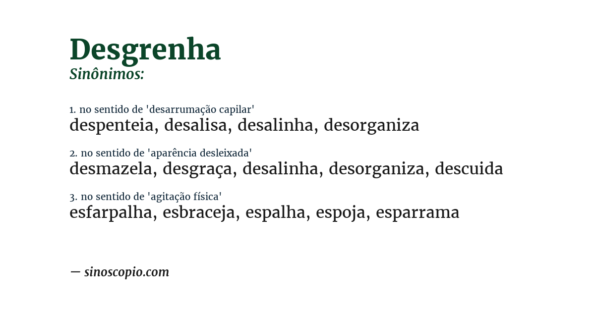 Sinônimo de desgrenha