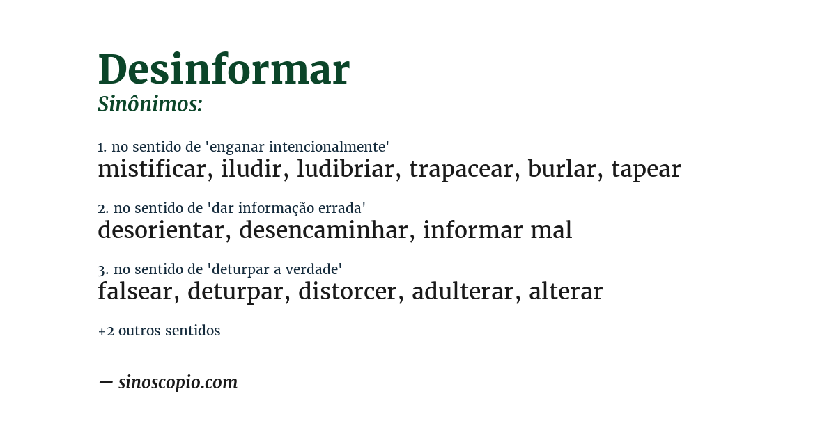 Sinônimo de desinformar