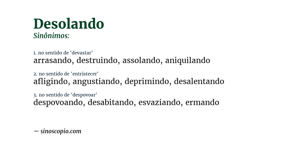 Sinônimo de desolando