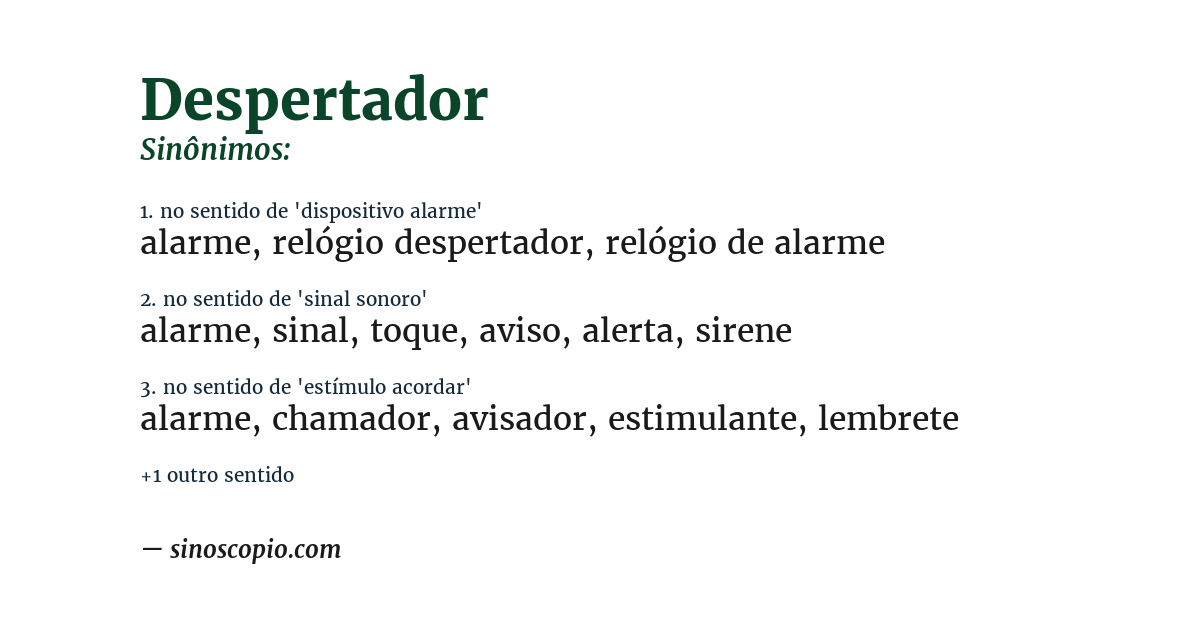 Sinônimo de despertador