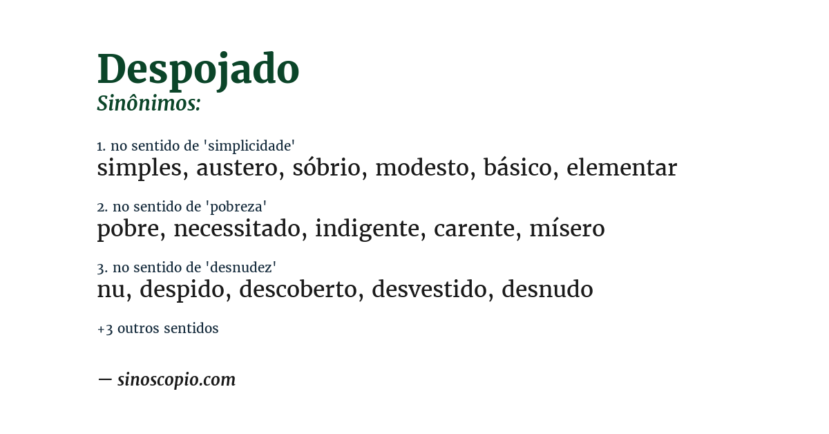 Sinônimo de despojado