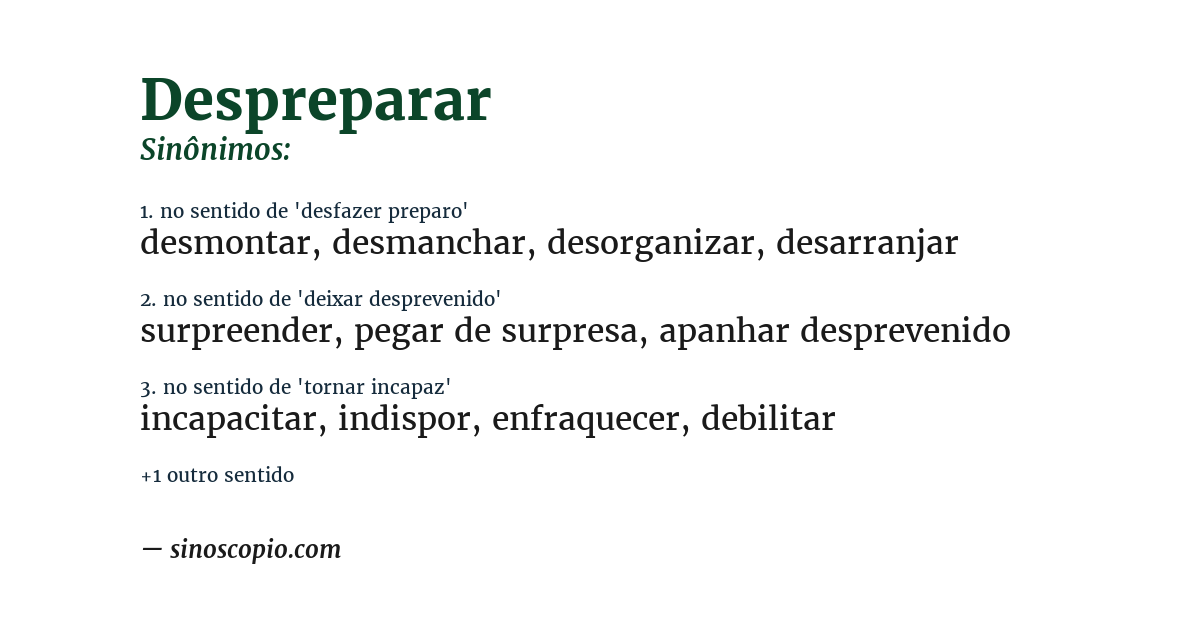 Sinônimo de despreparar