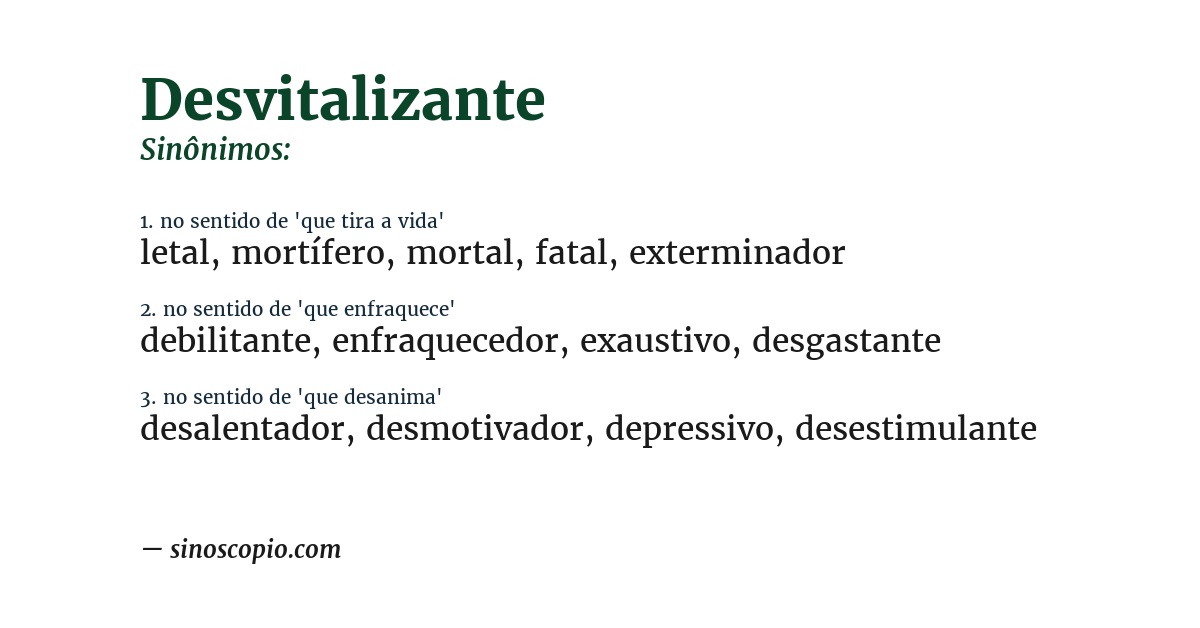 Sinônimo de desvitalizante