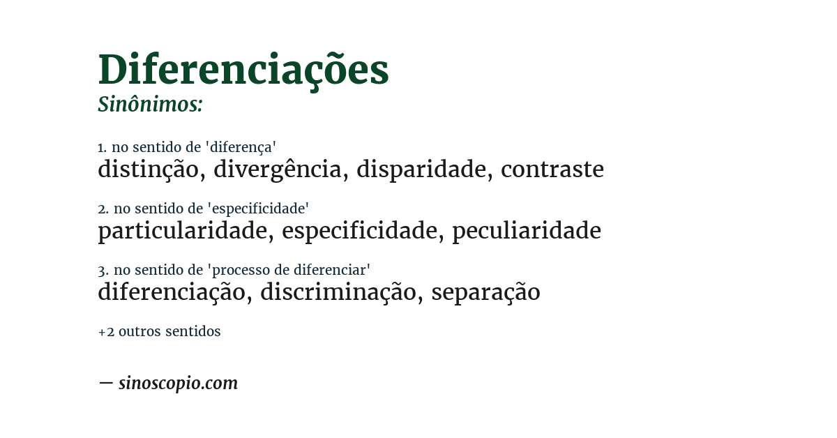 Sinônimo de diferenciações