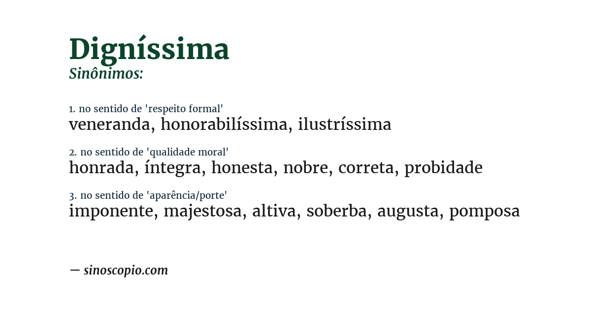 Sinônimo de digníssima