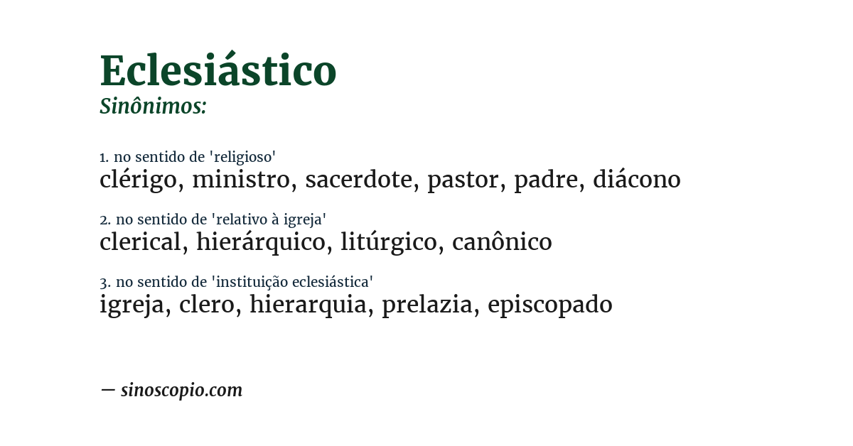 Sinônimo de eclesiástico