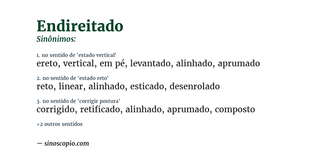 Sinônimo de endireitado