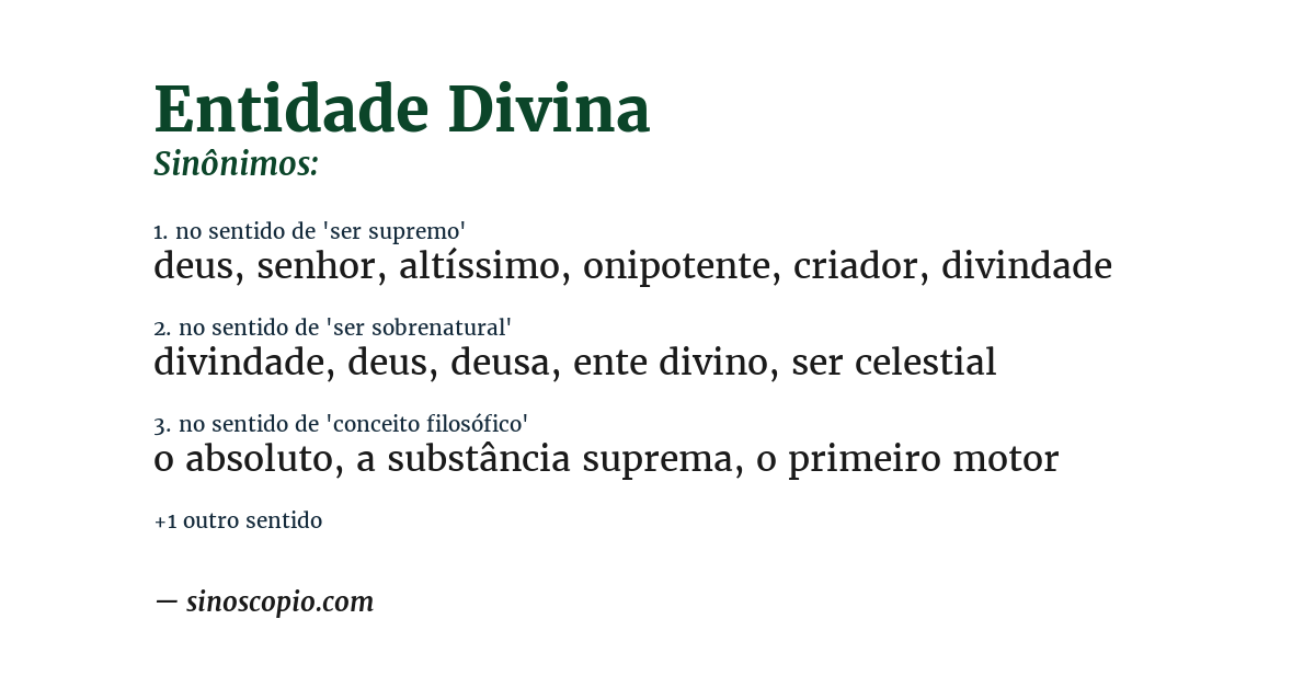 Sinônimo de entidade divina