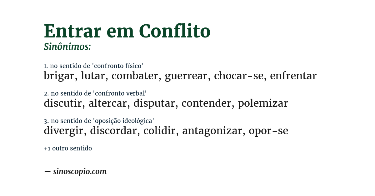 Sinônimo de entrar em conflito