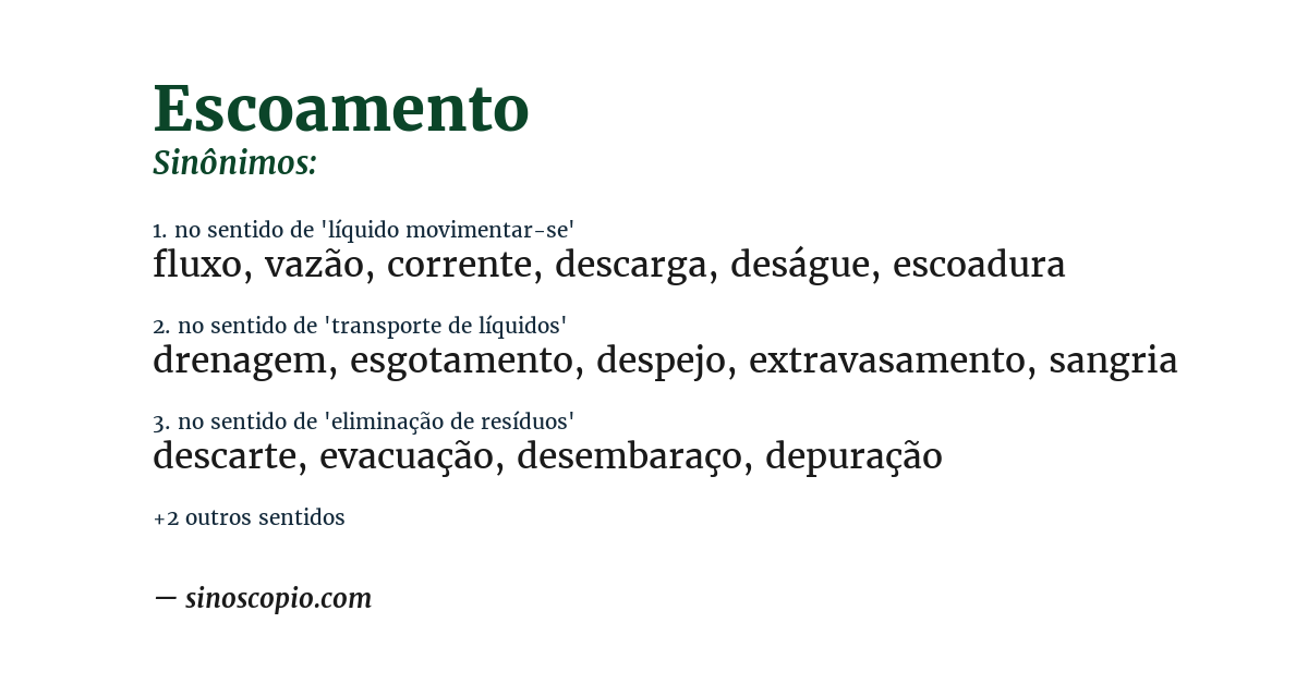 Sinônimo de escoamento