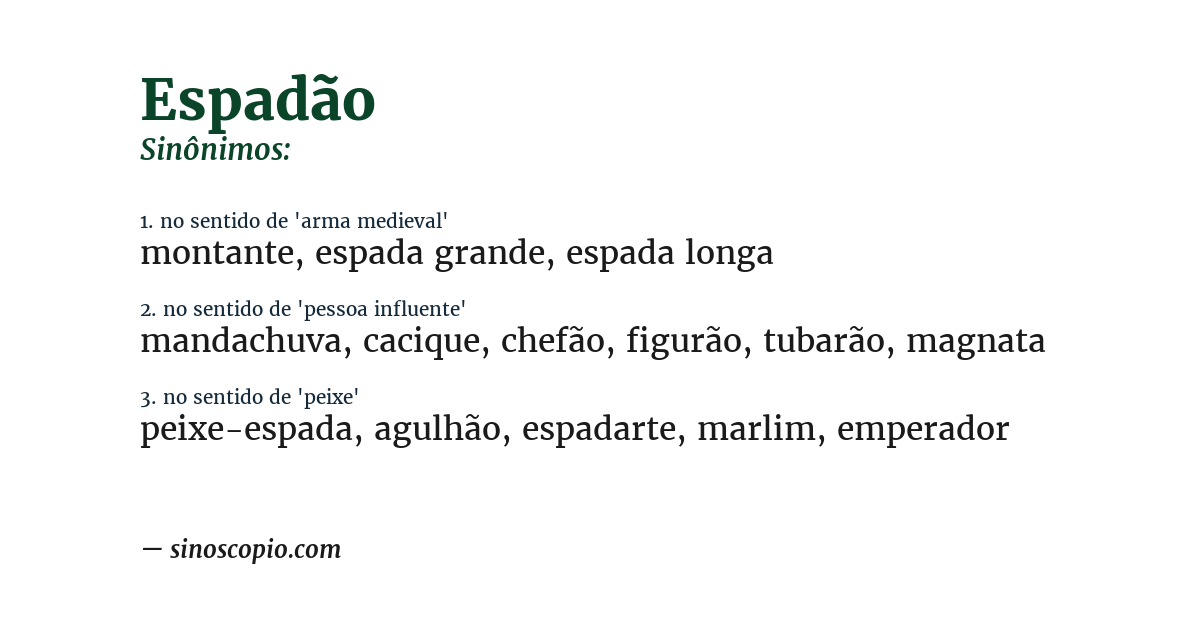 Sinônimo de espadão