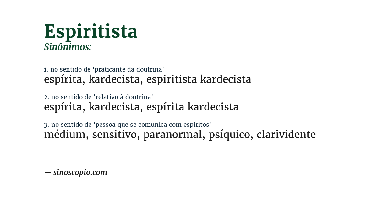 Sinônimo de espiritista