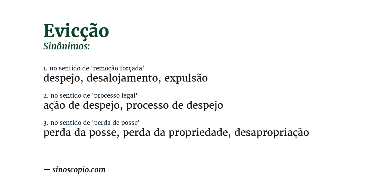 Sinônimo de evicção