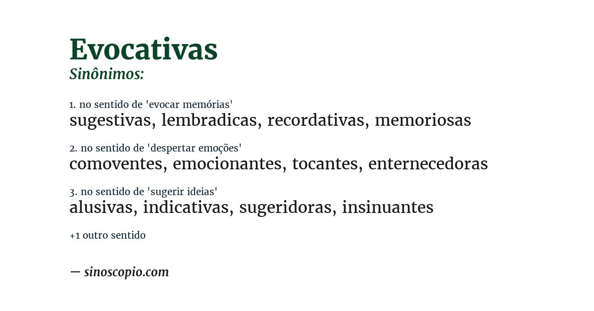 Sinônimo de evocativas