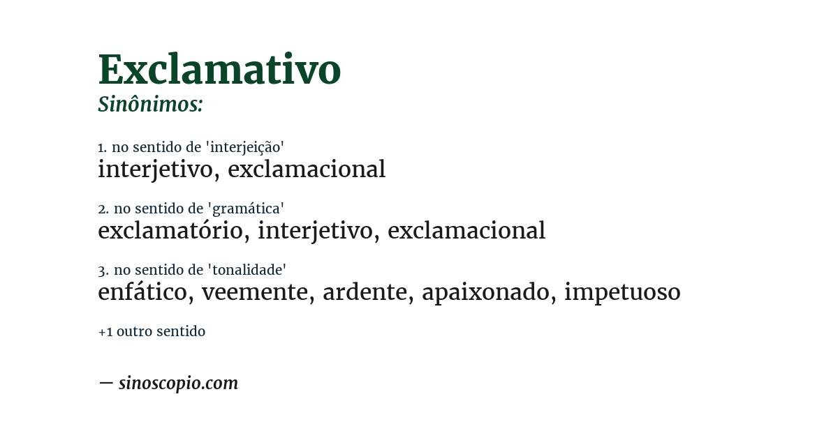 Sinônimo de exclamativo