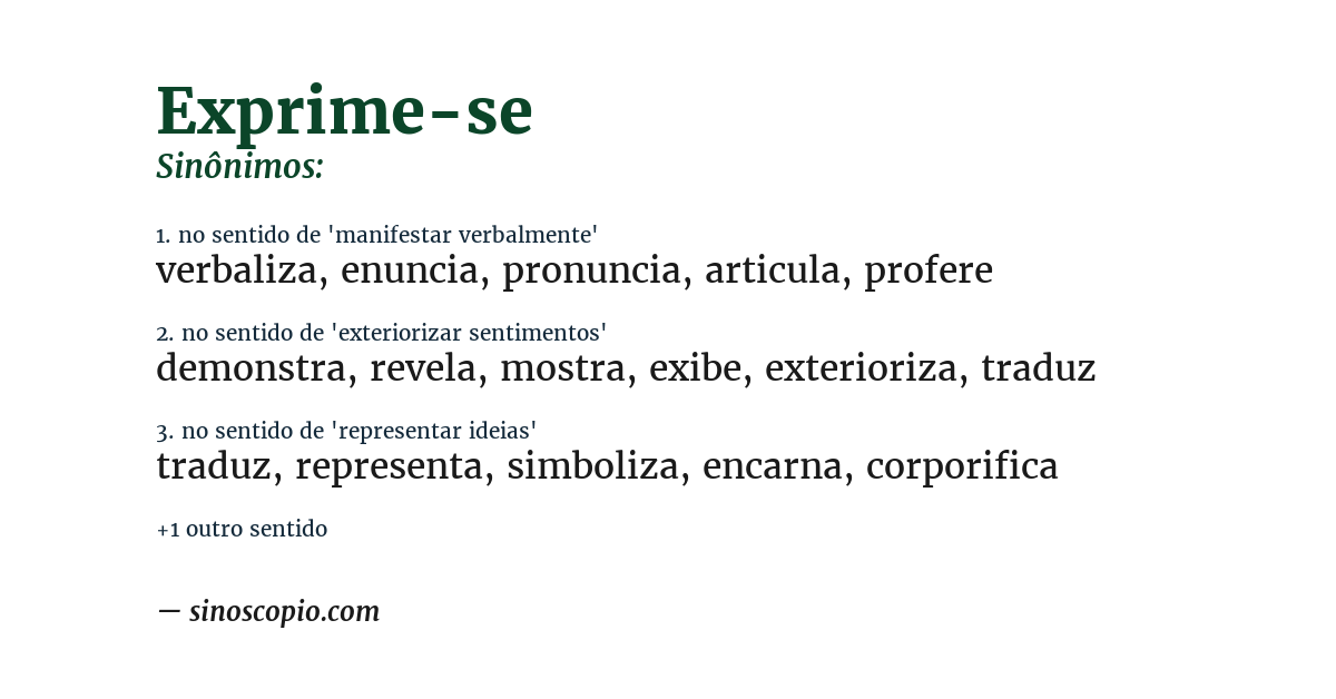 Sinônimo de exprime-se