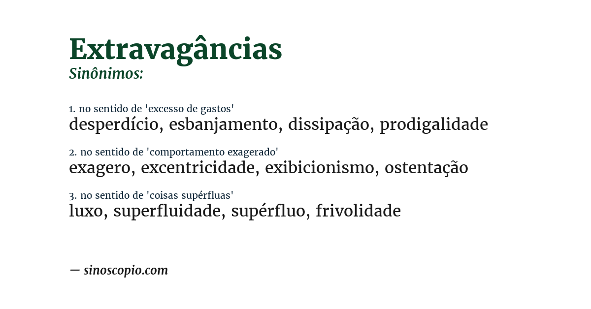 Sinônimo de extravagâncias