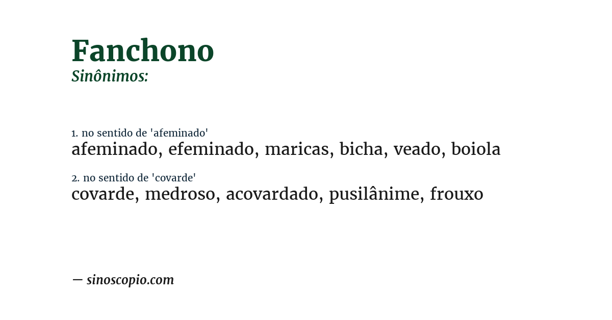 Sinônimo de fanchono