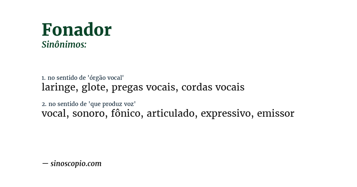 Sinônimo de fonador