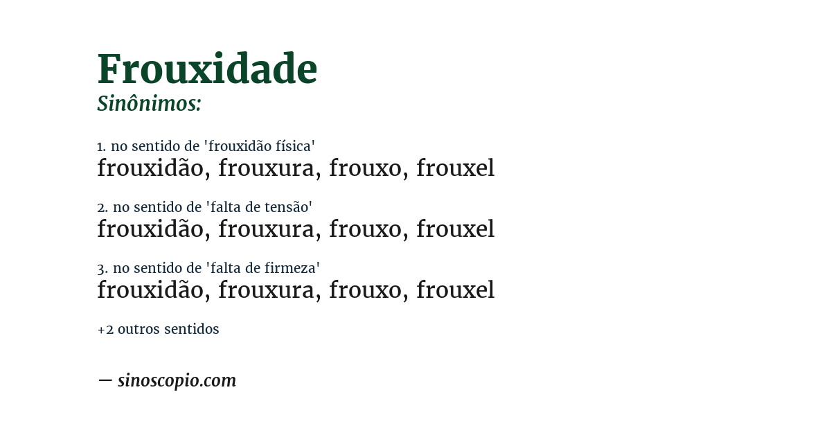 Sinônimo de frouxidade