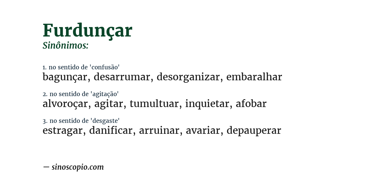 Sinônimo de furdunçar