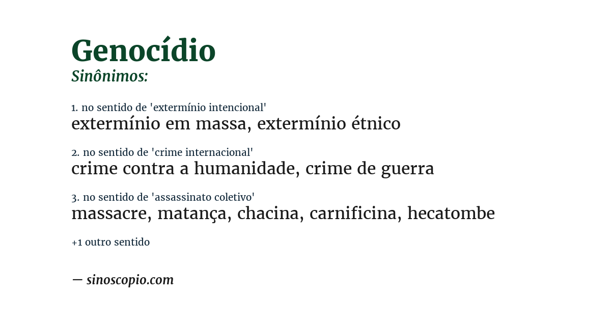 Sinônimo de genocídio